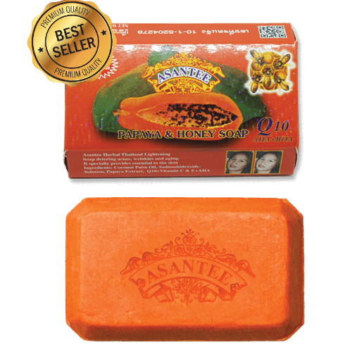 ASANTEE, Papaya & Honey Soap w/Q10, 125g