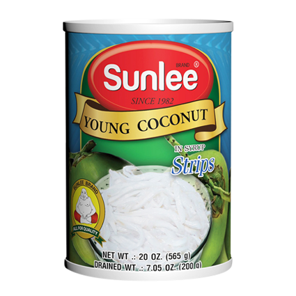 SUNLEE, Young Coconut 'Strips' in Syrup. 565g.