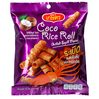 Kaset, Coco Rice Rolls, Squid Flavour, 40g