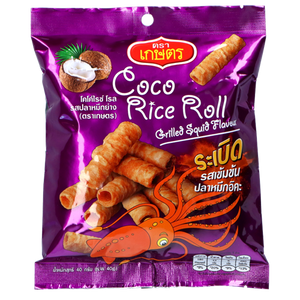 Kaset, Coco Rice Rolls, Squid Flavour, 40g